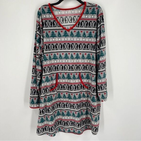 Croft & Barrow Women’s V Neck Fleece Long Sleeve Christmas Sleep Dress size XXL - Picture 1 of 5